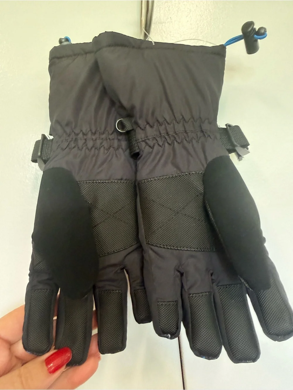 Champion Kids Black Winter Mittens with Blue & Green Accents